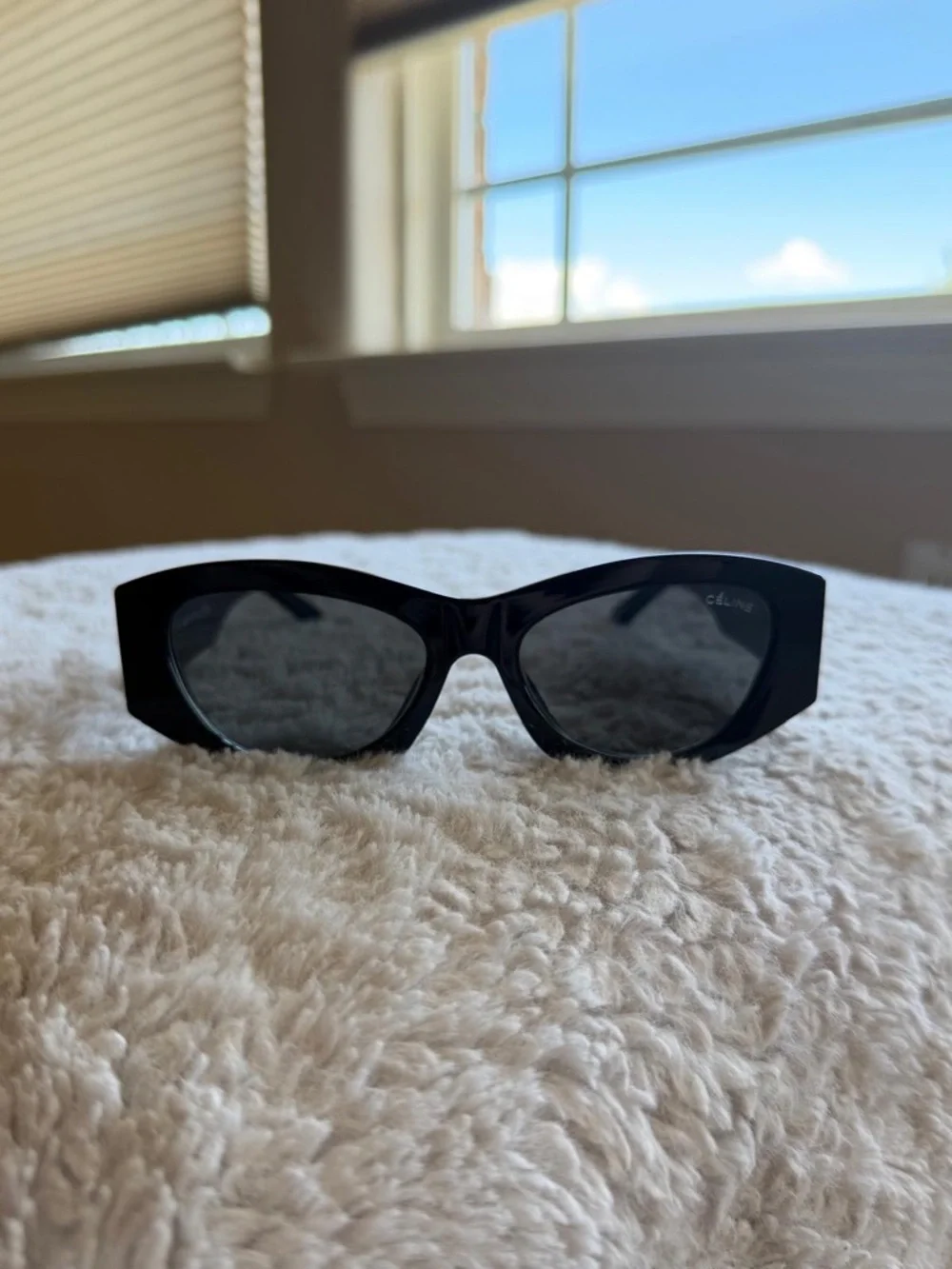 Celine Black Cat-Eye Sunglasses with Gold Logo - Picture 3 of 5